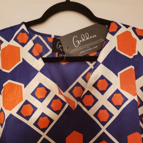 Women’s Kaftan Goddess Multicolor Lounge Dress One Size Resort Cruise Wear NWT - Picture 3 of 9